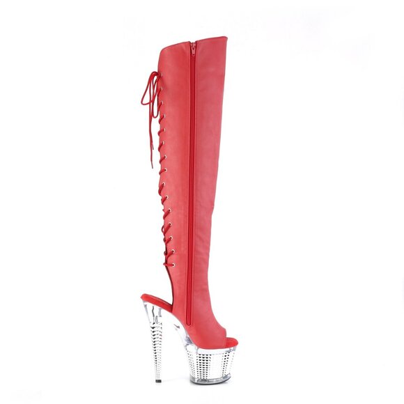 Pleaser Spectator-3019 Red Thigh High Boots RPU - Picture 3 of 5